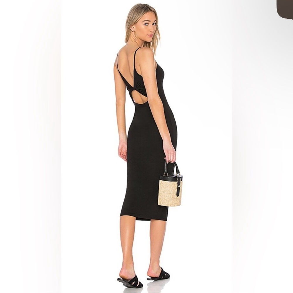 Enza Costa Matte Jersey Back Twist Midi Dress in Black NWOT XS